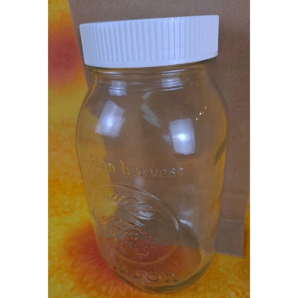 GOLDEN HARVEST MASON JAR 7" With Screw On White Lid Bottom# 43204 67 - Picture 2 of 8